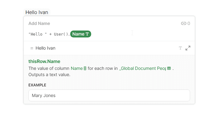 Coda Formula in a page